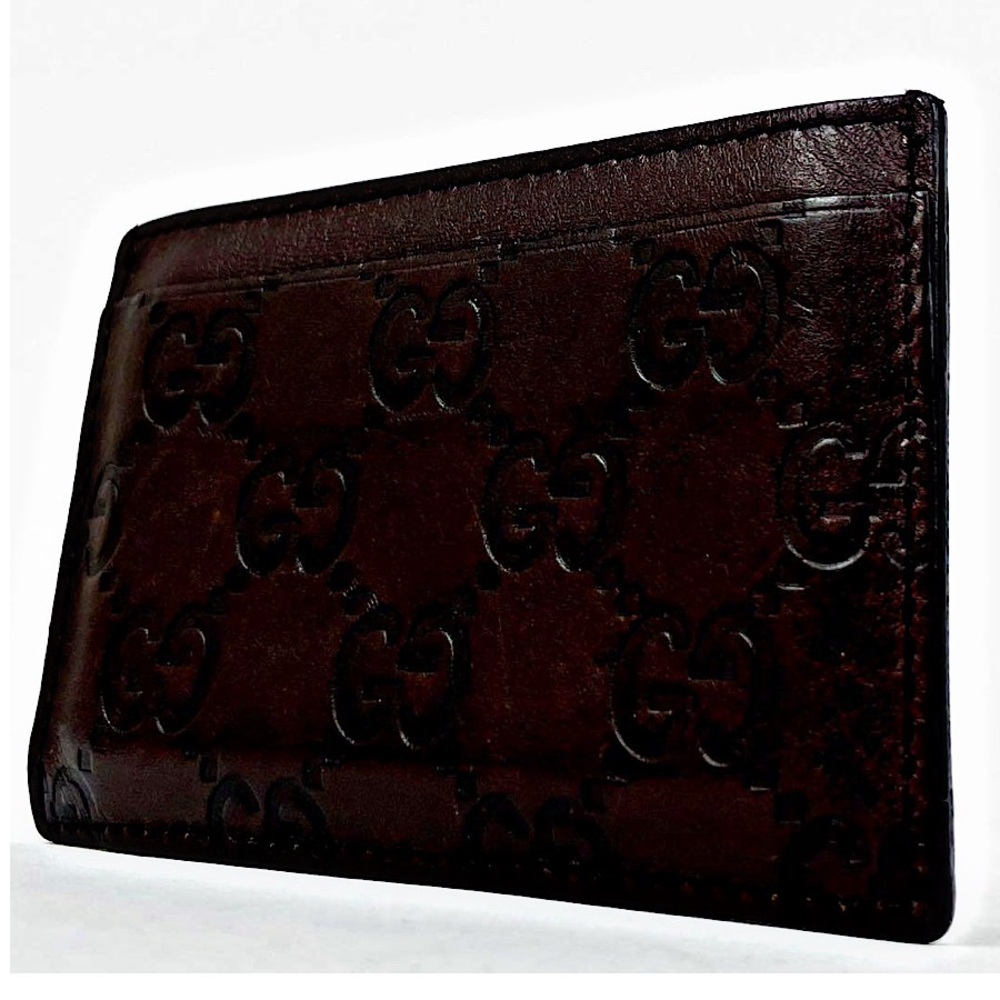 Authentic Gucci Brown Leather Guccissima Card Holder - Picture 3 of 7